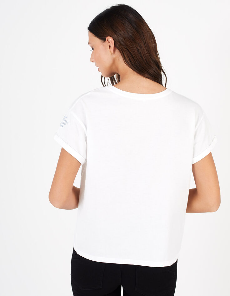 Tee-shirt blanc cassé broderies manche I.Code-3