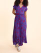 Robe longue indigo imprim&eacute; palmiers I.Code-1