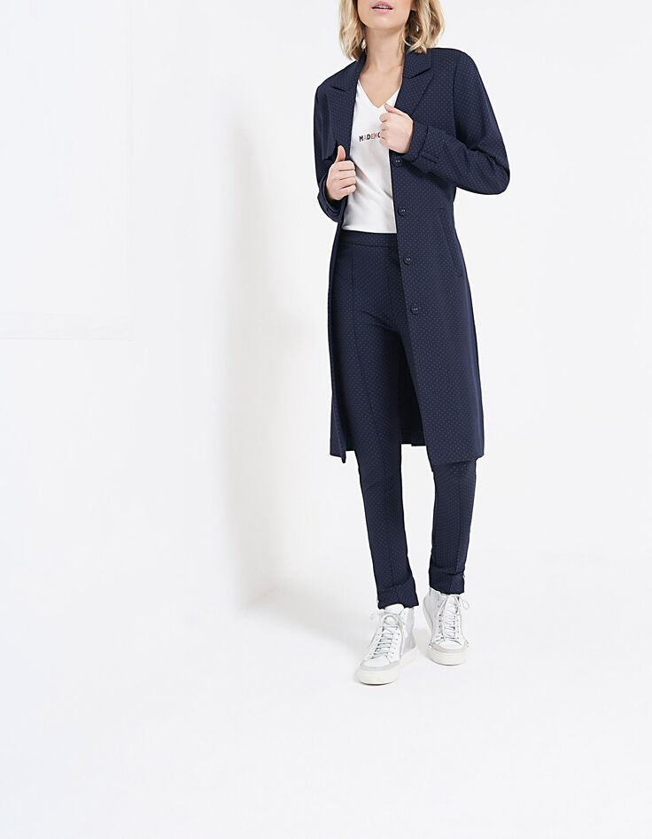 Pantalon marine maille jacquard minimaliste I.Code-4 Pantalon marine maille jacquard minimaliste I.Code-4