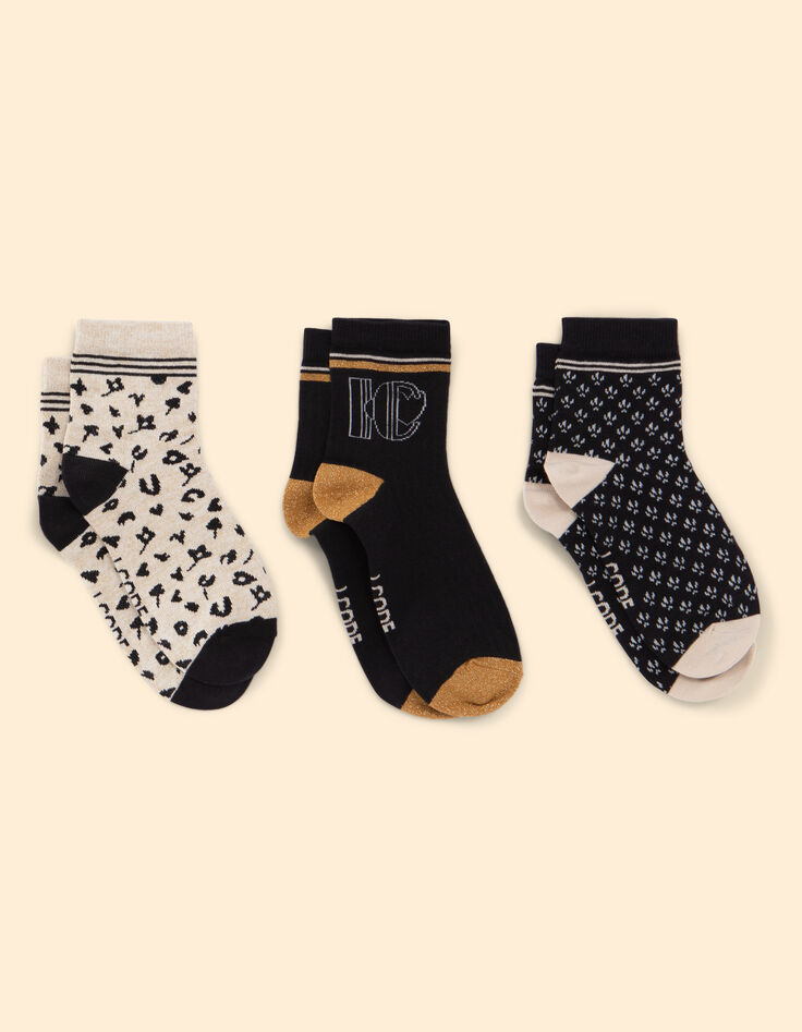 Chaussettes noires, beige, camel I.Code-2