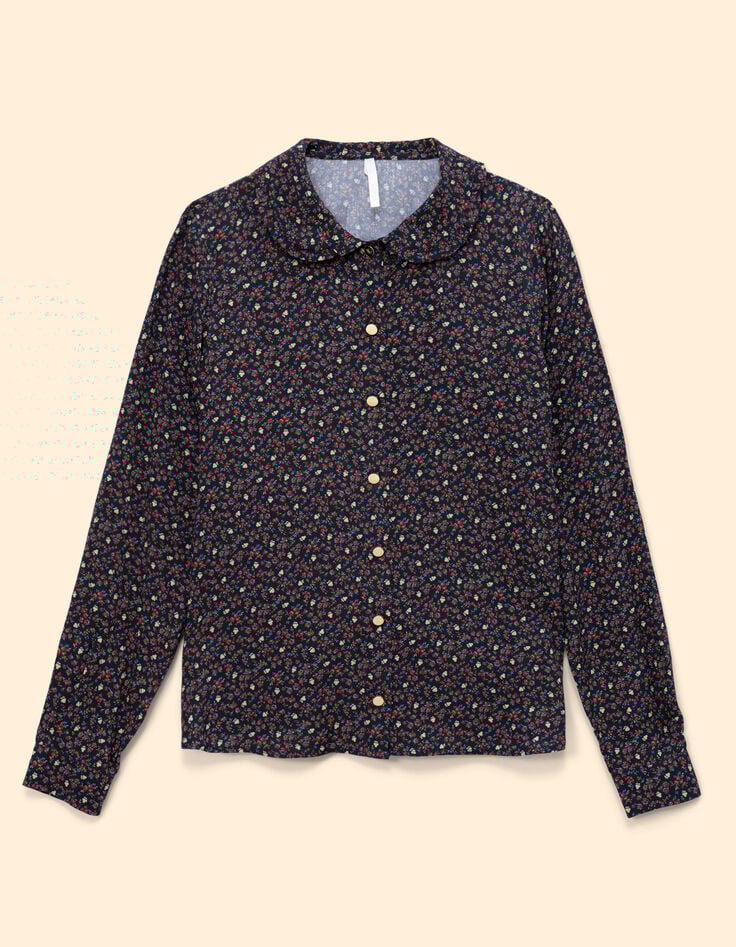 I.Code black shirt with winter floral print-5 I.Code black shirt with winter floral print-5