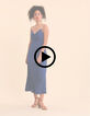 I.Code blue pleated strappy long dress-6