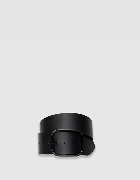 Ceinture large noire cuir boucle noire Femme - IKKS