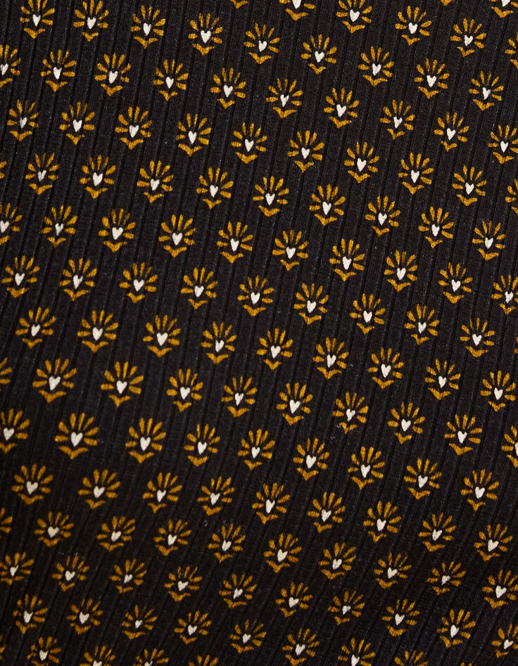 I.Code schwarz geblümtes Herz-T-Shirt-5