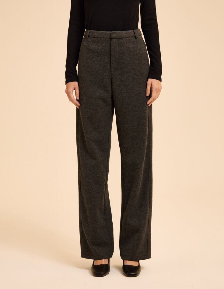 Pantalon de tailleur gris maille faux-uni I.Code-3