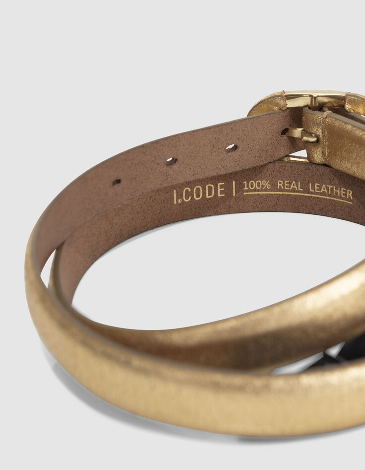 Goudmetallic leren riem I.Code-3