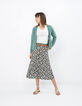 Blauwe midi-rok witte bloemenprint dames-6