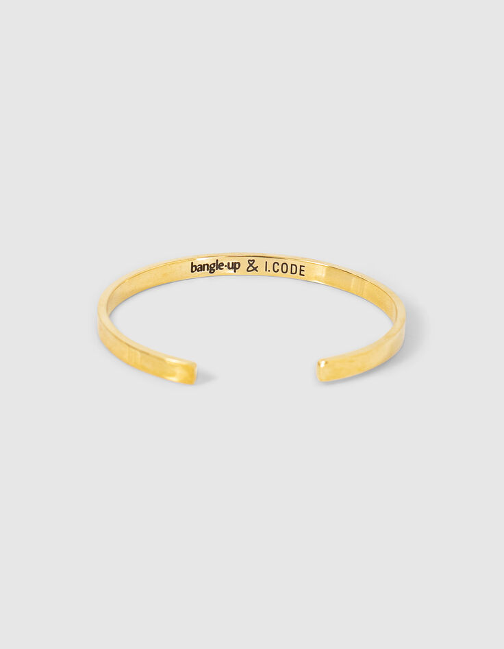 Bangle Up x I.Code engraved gold metal fine bangle-3