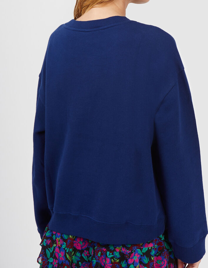 I.Code navy sweatshirt with flower embroidery - I.CODE