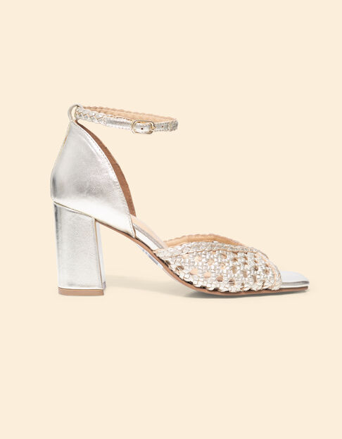 Sandales à talon doré cuir tressé I.Code