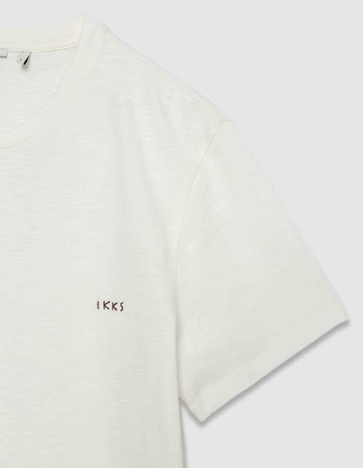 Wei&szlig;es Flamm-T-Shirt Stickerei vorne/hinten-5