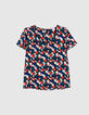 I.Code navy graphic heart print top-1