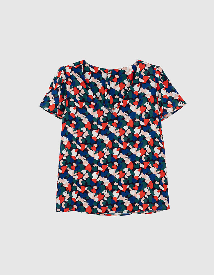 I.Code navy graphic heart print top-1
