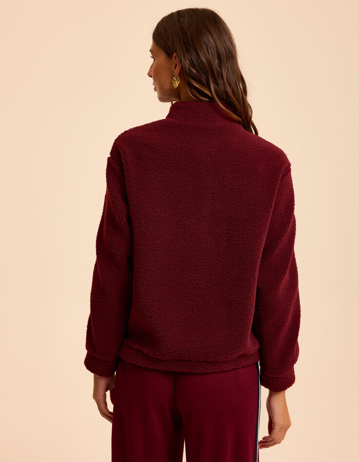 I.Code burgundy striped sherpa sweatshirt-3