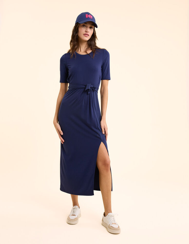 Robe longue bleue à nouer devant ou dos I.Code-1