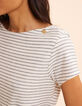 I.Code white sailor stripe T-shirt with buttons-6