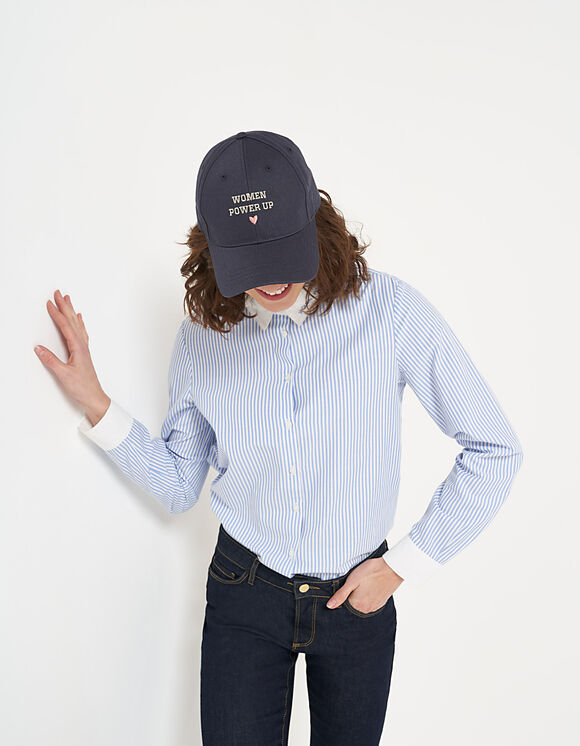 I.Code light blue striped shirt with embroidered collar