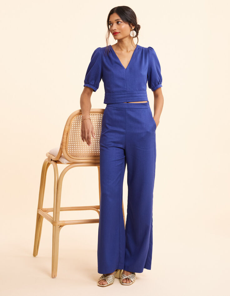 Pantalon large bleu pailleté I.Code-1
