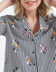 Schwarze Bluse mit Blumen-Streifen-Print I.Code-1