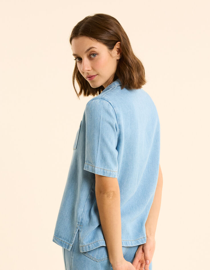 Top en jean bleu esprit vareuse I.Code-4