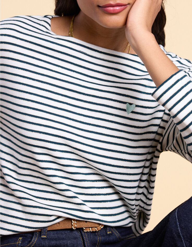 Camiseta marinera blanca, azul marino y dorada I.Code-1