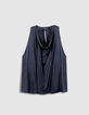 &Auml;rmelloses Oberteil f&uuml;r Damen aus Satin in Marineblau-6