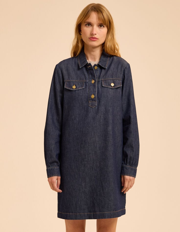 Robe en jean brut poches poitrine I.Code-3 Robe en jean brut poches poitrine I.Code-3