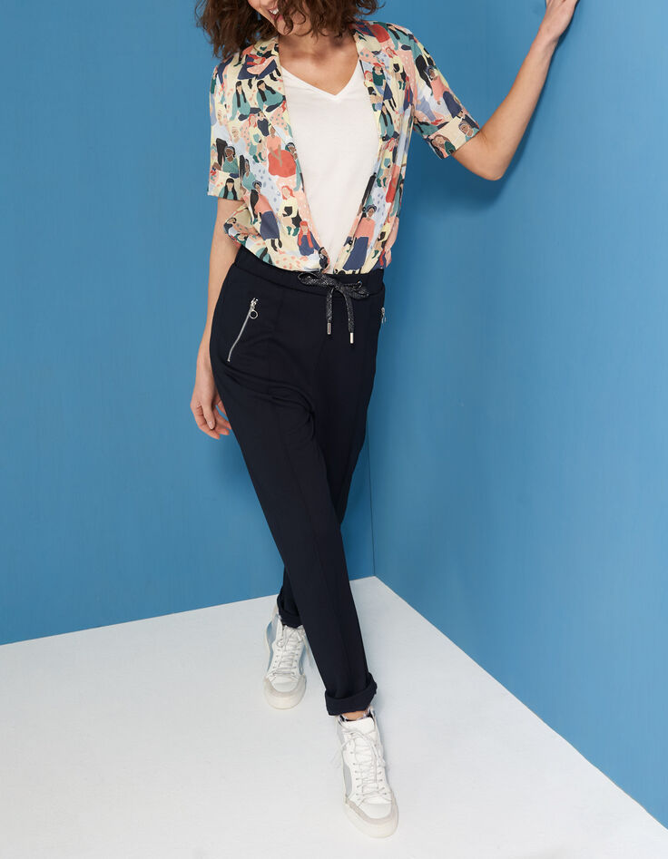 Pantalon marine maille Milano à poches zippées I.Code-7 Pantalon marine maille Milano à poches zippées I.Code-7