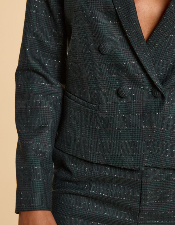 I.Code midnight green check  suit jacket-5