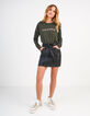 Pull vert empire tricot pailleté à message floqué I.Code-5