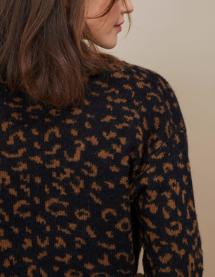 Cárdigan fauve de punto motivo leopardo I.Code-5