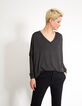 Grauer Cape-Pullover, schwarzer Mesh-Rücken mit Herzen I.Code-3