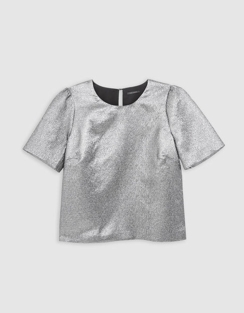 Damen-Top aus gepr&auml;gtem Stoff in Silber - IKKS