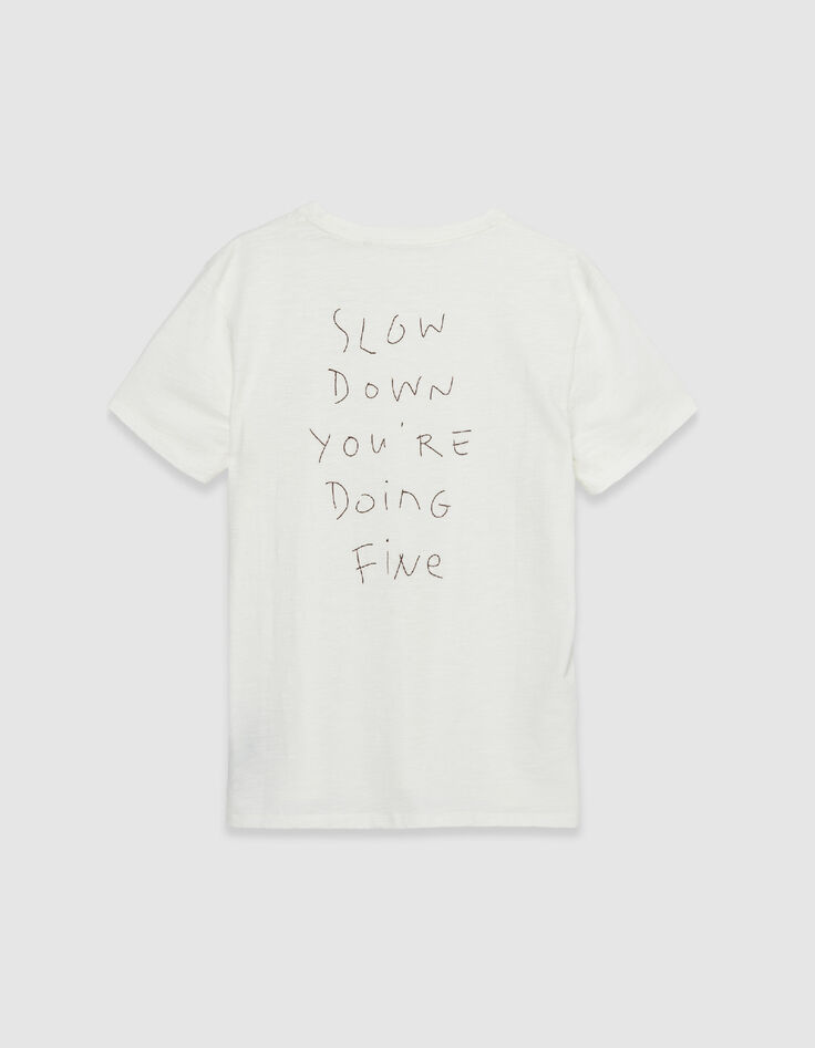 Wei&szlig;es Flamm-T-Shirt Stickerei vorne/hinten-8