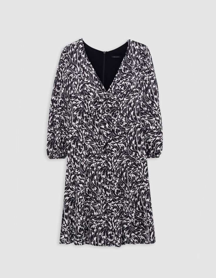 Schwarz LENZING&trade; ECOVERO&trade; Minimal Blumenschleife Kleid Damen-6