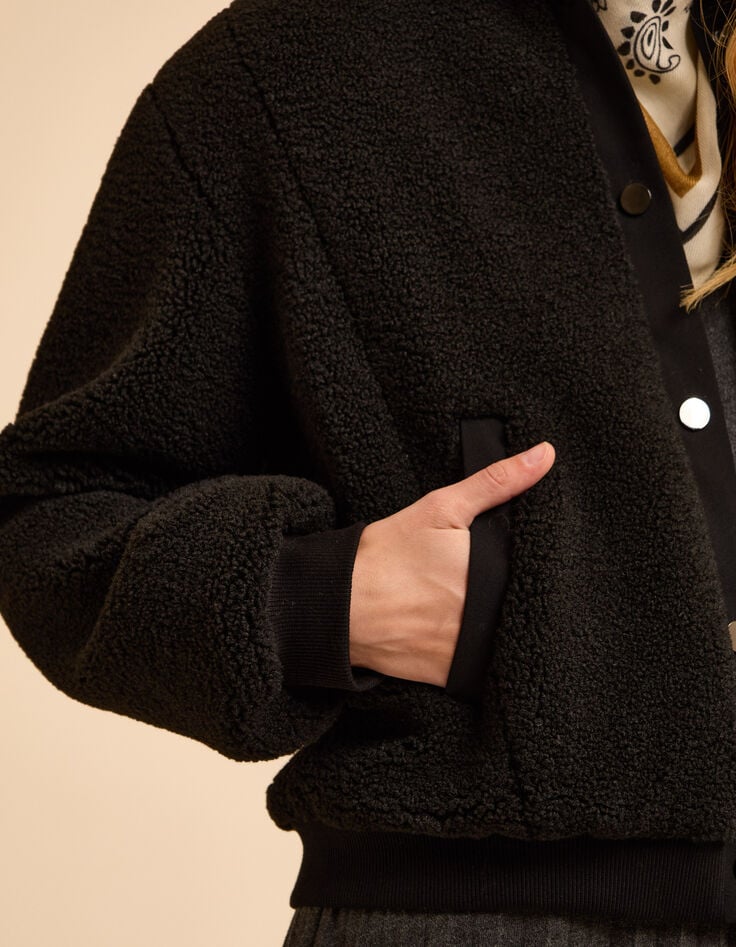 I.Code black sherpa jacket with high collar-4 I.Code black sherpa jacket with high collar-4