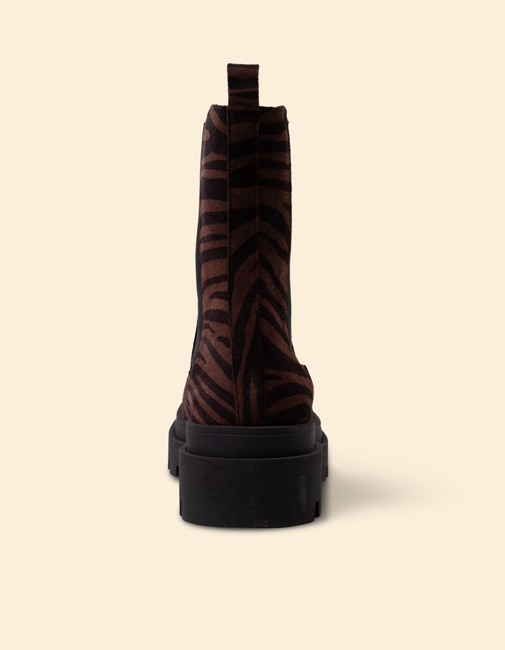 Chelsea-Stiefel braun Leder Samt Zebra-Muster I.Code-3