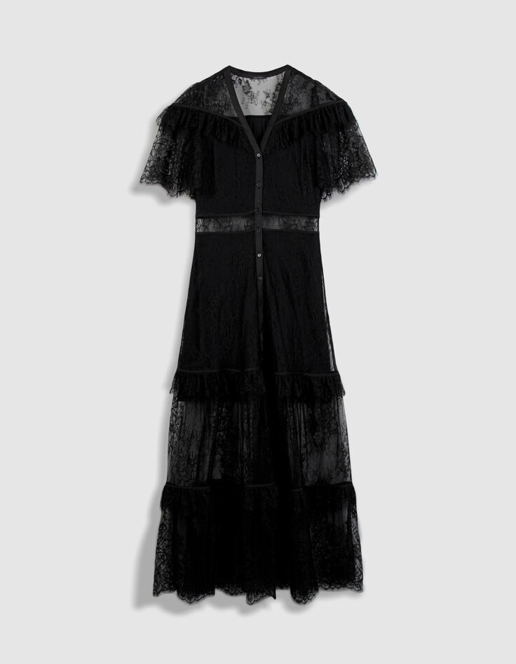 Schwarzes Maxikleid aus Spitze f&uuml;r Damen-6