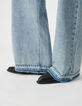 Blaue Jeans mit hoher Taille und weitem Bein f&uuml;r Damen-6