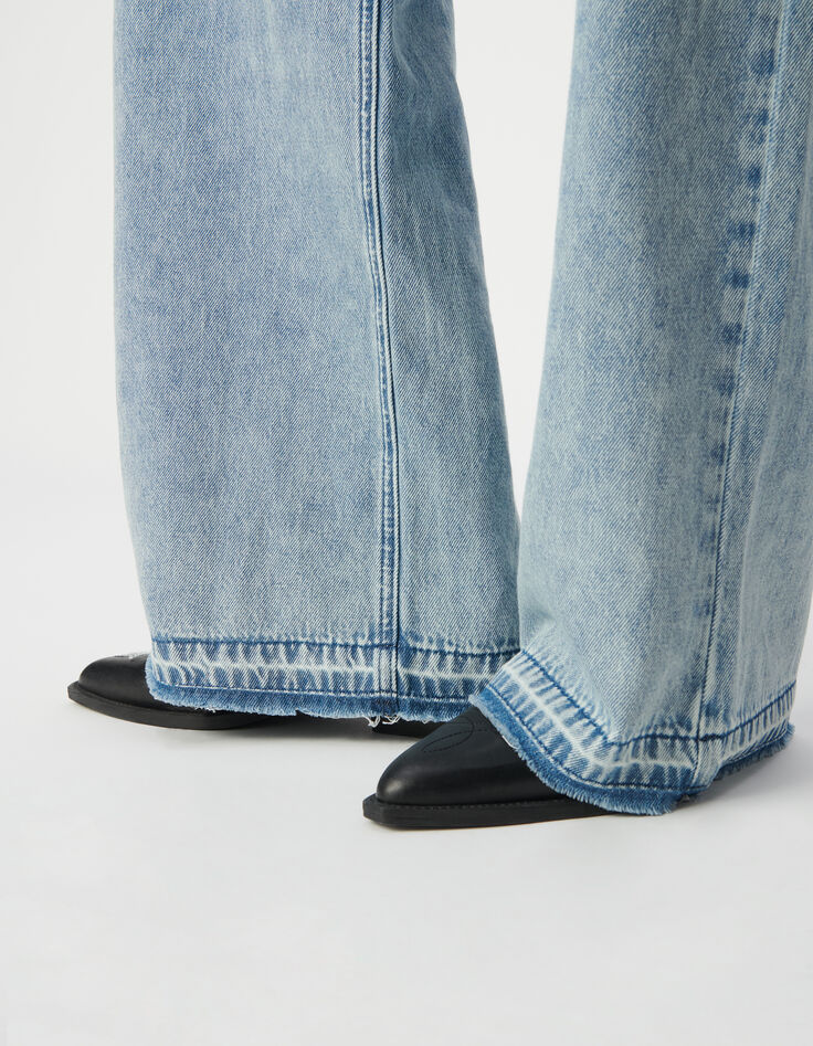 Blaue Jeans mit hoher Taille und weitem Bein f&uuml;r Damen-6