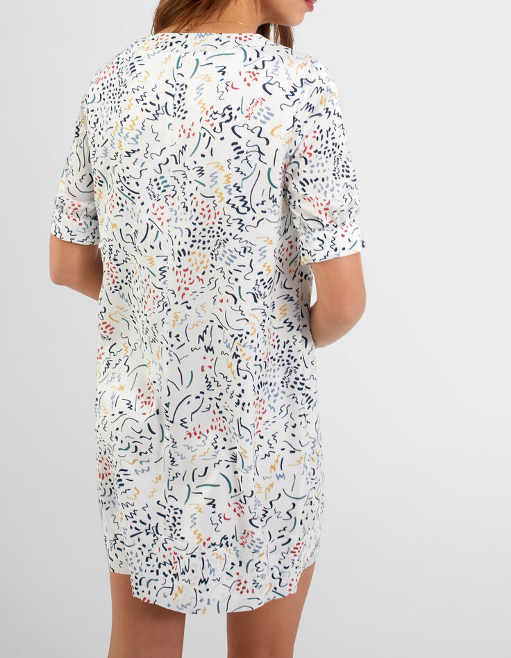 Vestido blanco roto estampado arty I.Code-3 Vestido blanco roto estampado arty I.Code-3