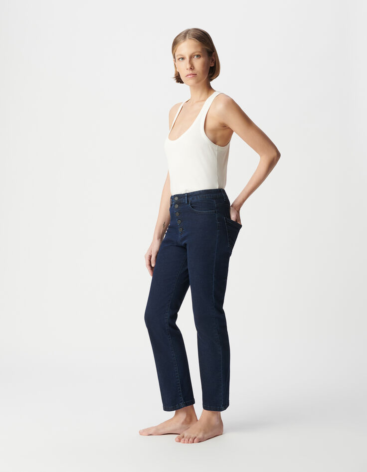 Damen Jeans gerade blau schwarz powerstretch cropped-4