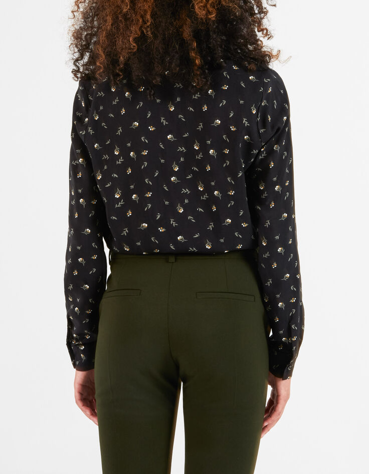 I.Code black shirt with minimalistic floral print-2