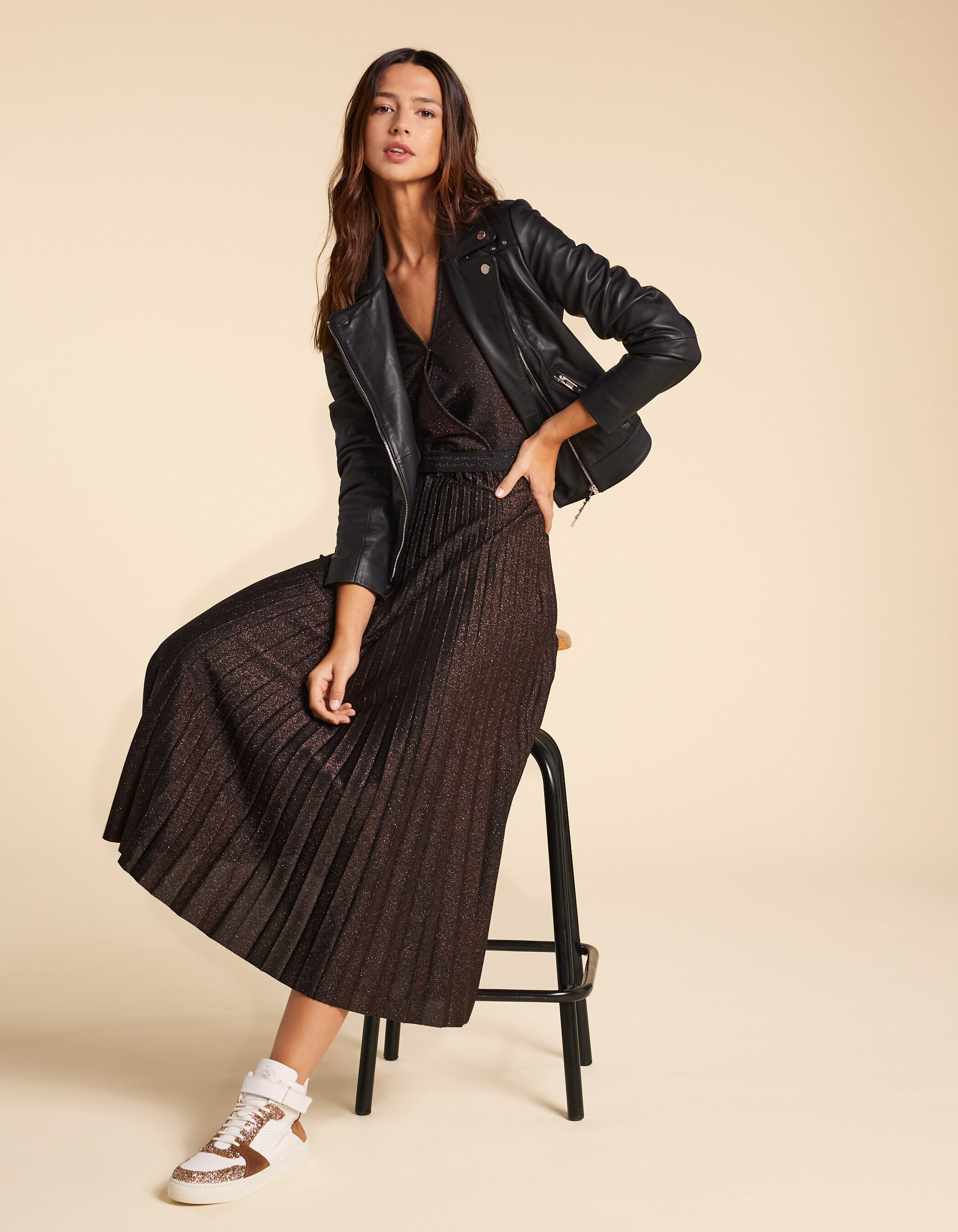 Leren lange jurk outlet