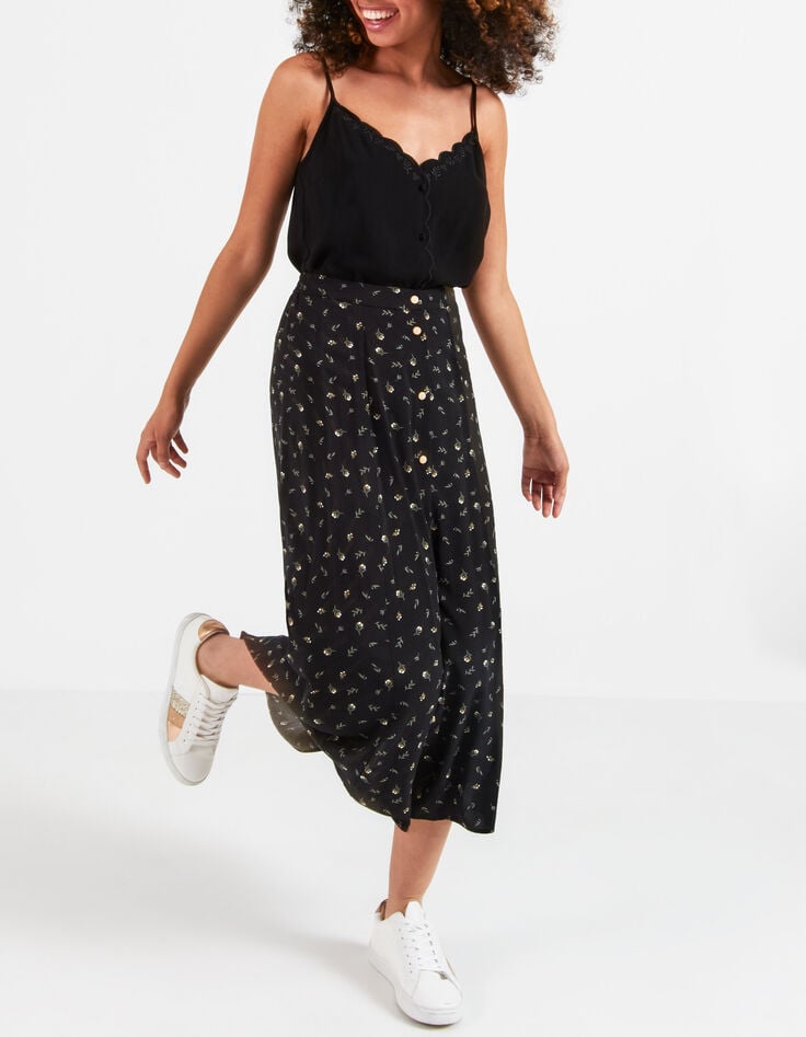 Top negro estilo lencero con bordados I.Code-1 Top negro estilo lencero con bordados I.Code-1