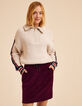 Jupe courte bordeaux maille velours côtelée I.Code-1
