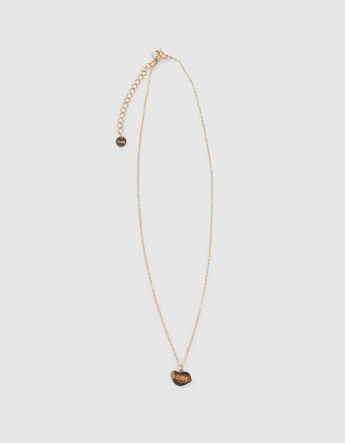 Collier ras de cou doré avec pendentif à message I.Code