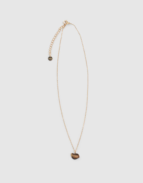 I.Code gold-tone choker necklace with slogan pendant