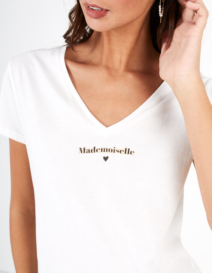 Cremeweißes T-Shirt mit Schriftzug und Herzen I.Code  - I.CODE