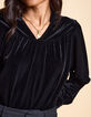 I.Code black panne velvet blouse-6